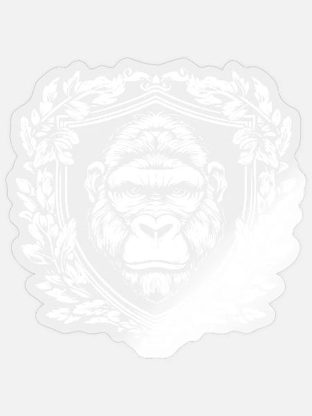 Schimpanse im Wappen-Layout - Sticker Größe S (10 x 10 cm) - Transparent glänzend