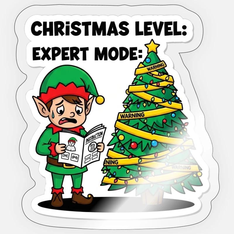 Weihnachts-Level-Experten-Modus-Elf Sticker Größe S (10 x 10 cm)