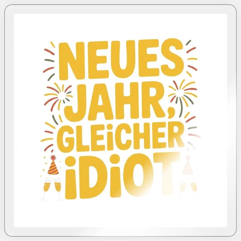 New year, same idiot Sticker size S (10 x 10 cm)