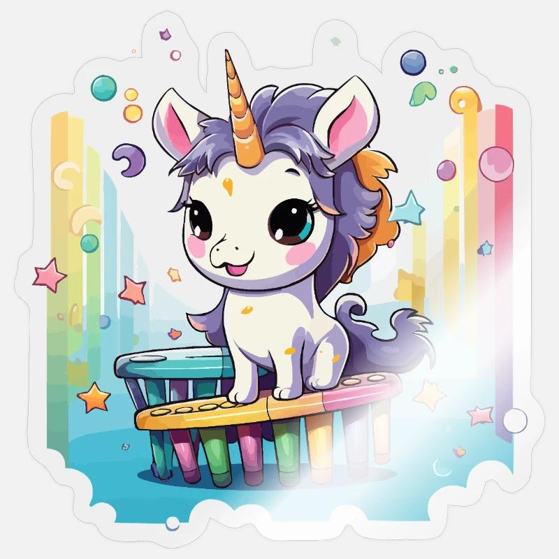 Pastel uni on rainbow slide - Sticker size S (10 x 10 cm) - transparent glossy