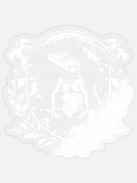Heraldischer Leguan im Laubkranz - Sticker Größe S (10 x 10 cm) - Transparent glänzend