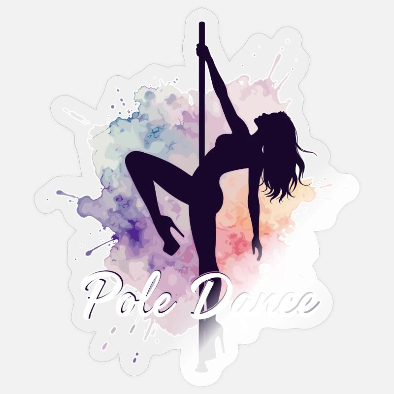 Pole Dance Poledancerinnen Aquarell stark Geschenk - Sticker Größe S (10 x 10 cm) - Transparent glänzend