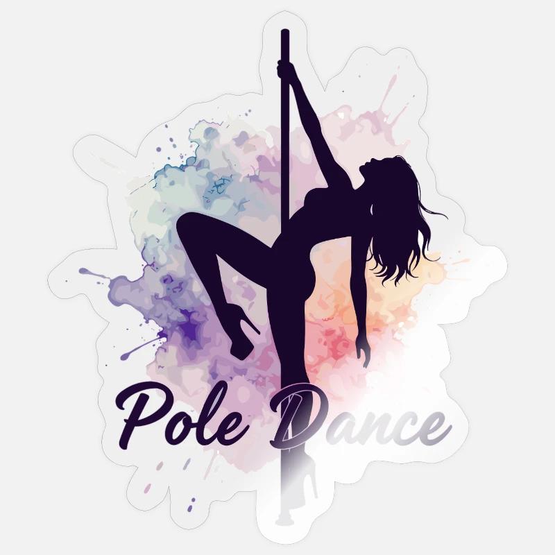 Pole Dance Poledancerinnen Aquarell stark Geschenk - Sticker Größe S (10 x 10 cm) - Transparent glänzend