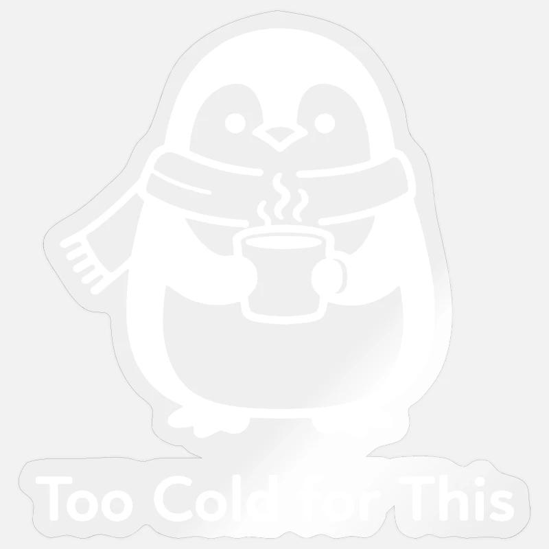 Zu kalt dafür - Pinguin mit Heißgetränk Sticker Größe S (10 x 10 cm)