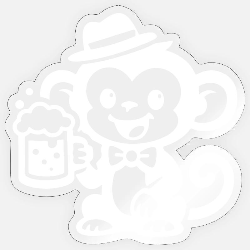 Monkey Beer - Sticker size S (10 x 10 cm) - transparent glossy