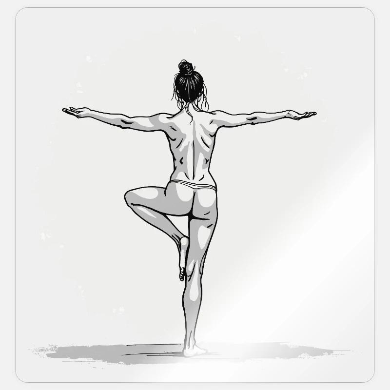 Yoga Exercice, Équilibre, Pleine Conscience et Relaxation - Sticker taille S (10 x 10 cm) - brillant transparent