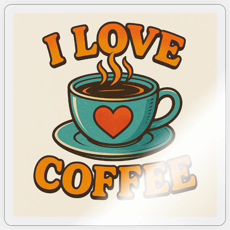 Kaffee-Liebesbecher - Sticker Größe S (10 x 10 cm) - Transparent glänzend