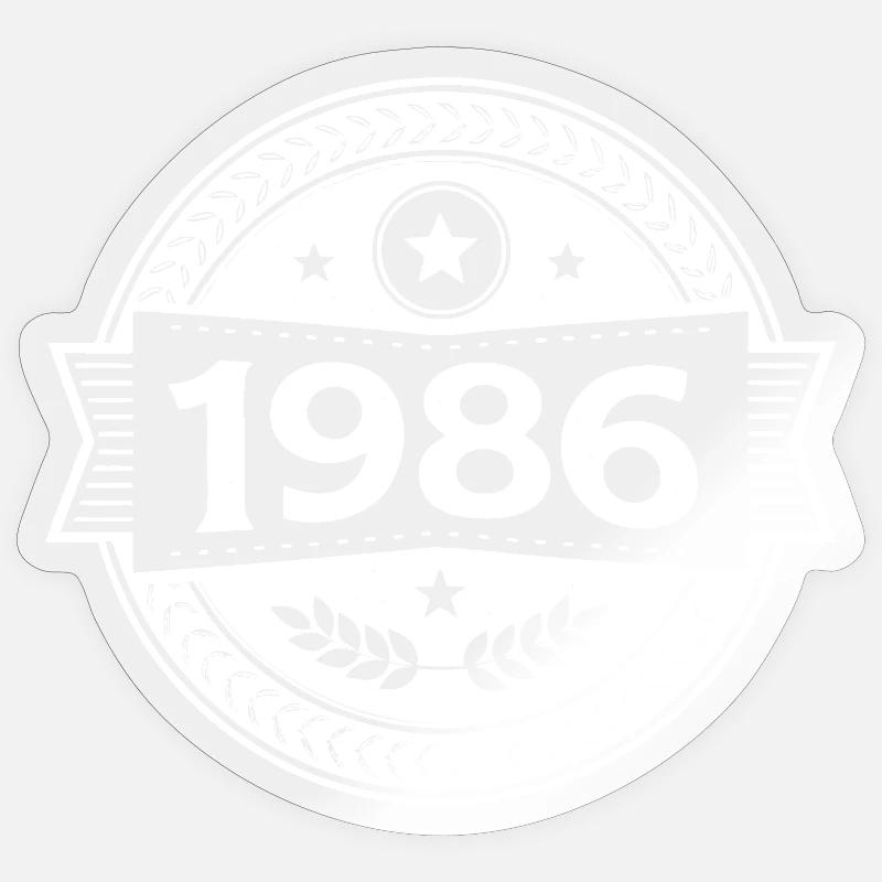 Blanc 1986 - Sticker taille S (10 x 10 cm) - brillant transparent