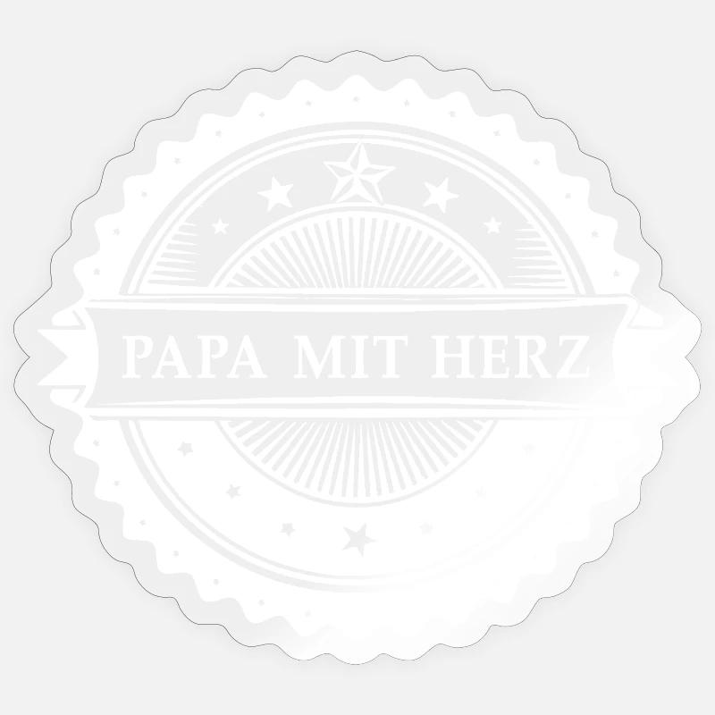 Papa mit Herz.  weisse Version - Sticker Größe S (10 x 10 cm) - Transparent glänzend