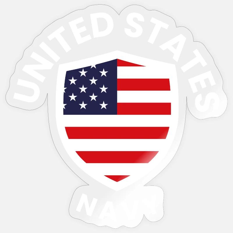 U.S. Flag Shield Navy - Sticker size S (10 x 10 cm) - transparent glossy