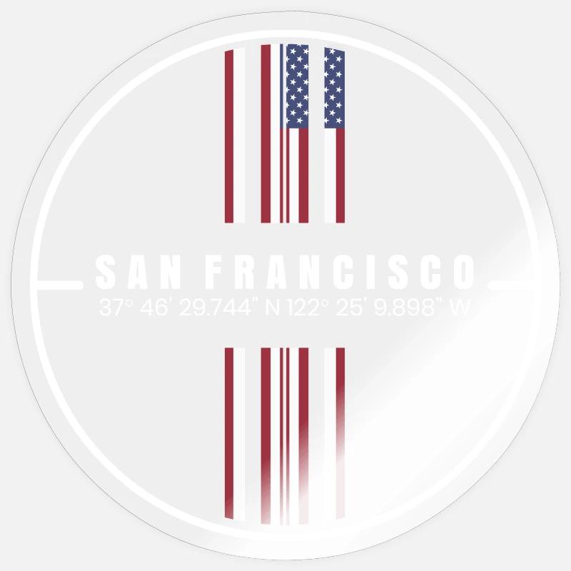 Coordonnées de San Francisco Sticker taille S (10 x 10 cm)