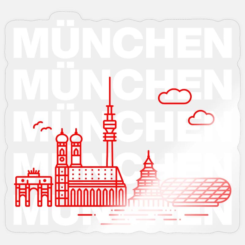 MÜNCHEN SKYLINE STACK – MIA SAN MUNICH - Sticker Größe S (10 x 10 cm) - Transparent glänzend