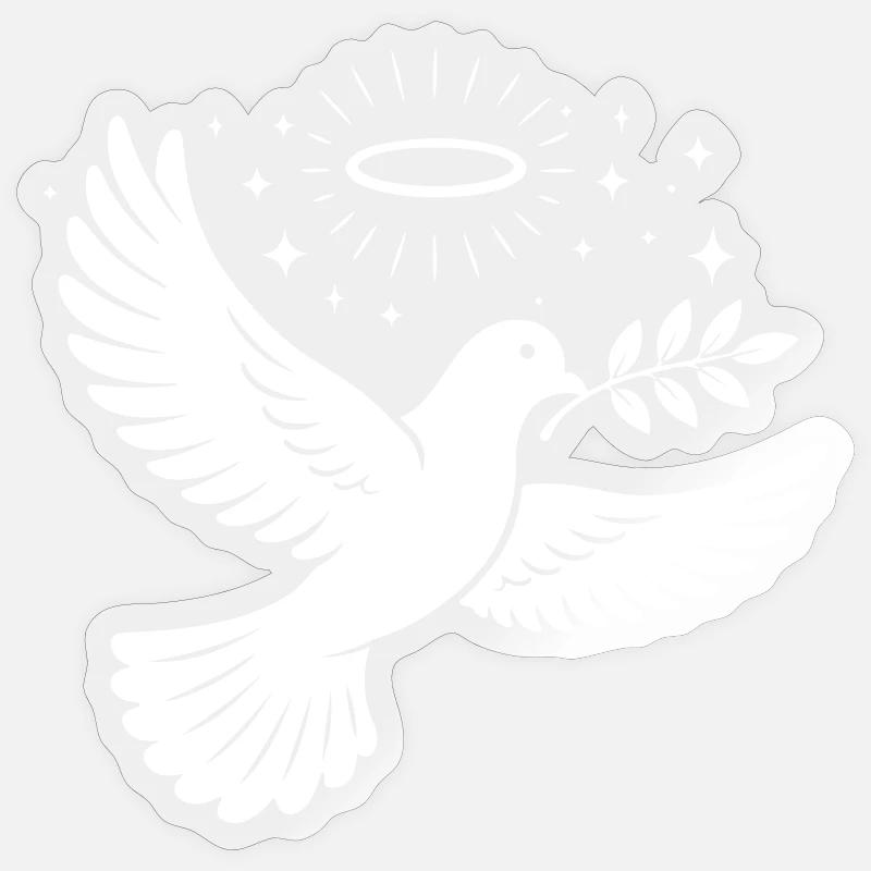 Colombe Sainte Chrétienne - Sticker taille S (10 x 10 cm) - brillant transparent