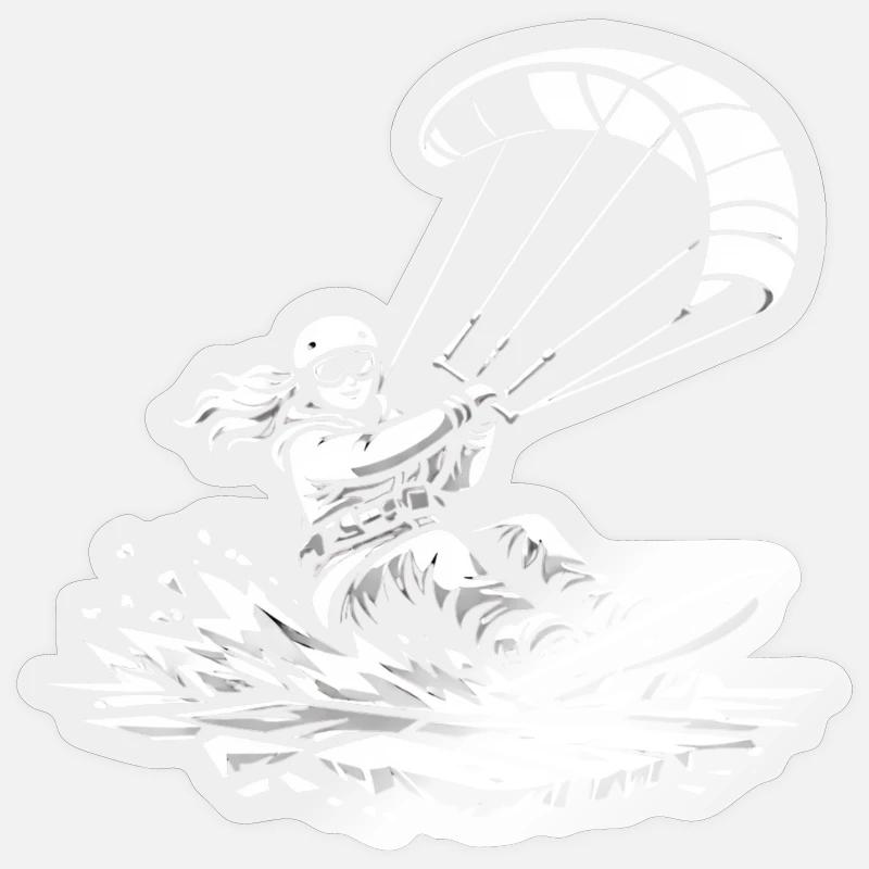 WINTER KITE SURFING - Sticker Größe S (10 x 10 cm) - Transparent glänzend