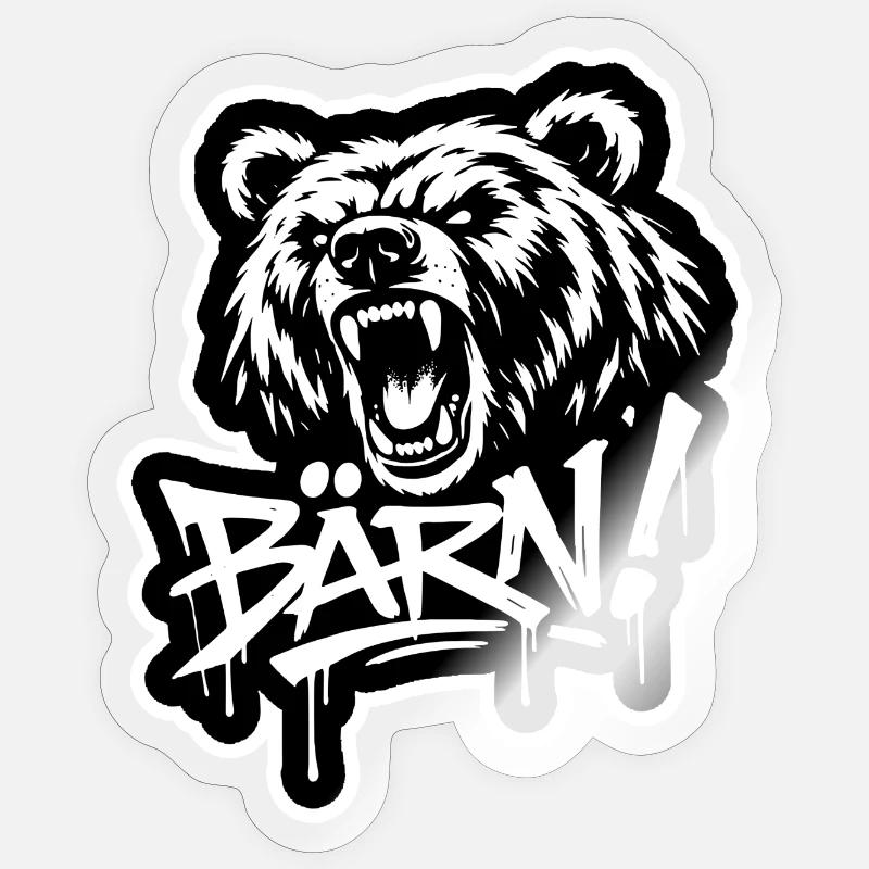 Graffiti Bern - Berner Bär - Bärn - Sticker Größe S (10 x 10 cm) - Transparent glänzend