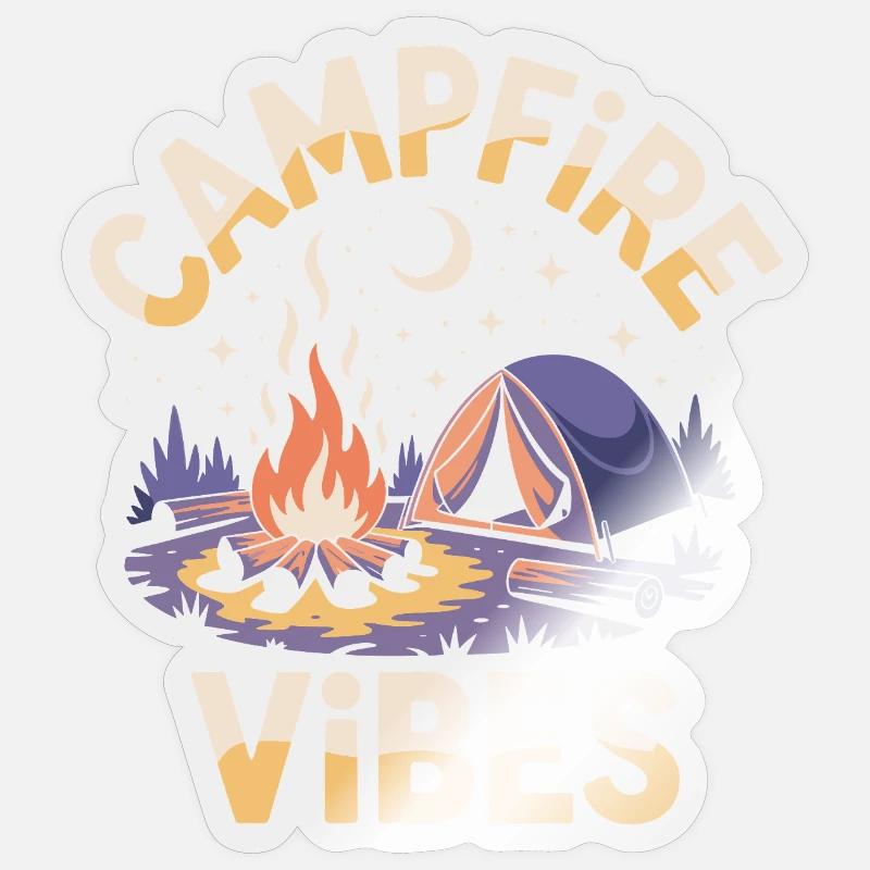Ambiance de feu de camp - Sticker taille S (10 x 10 cm) - brillant transparent