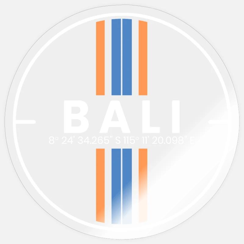 Bali Island Coordinates Sticker size S (10 x 10 cm)