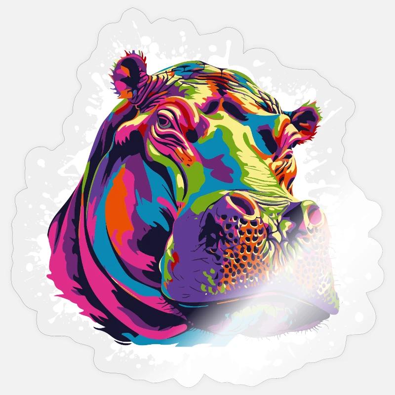 Hippo Art Comic - Sticker size S (10 x 10 cm) - transparent glossy