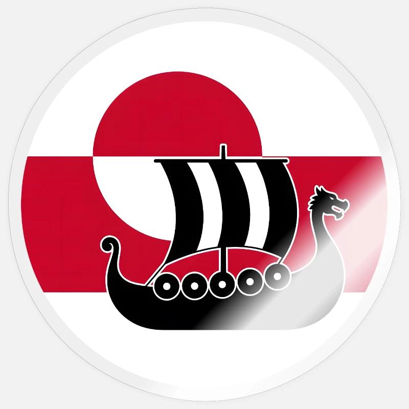 Conception de drakkar du drakkar du drapeau du Groenland Sticker taille S (10 x 10 cm)