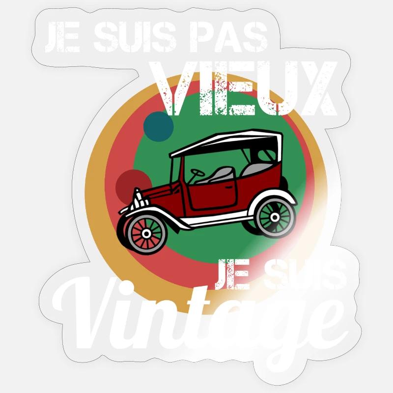 Ich bin kein altes Oldtimer-Auto - Sticker Größe S (10 x 10 cm) - Transparent glänzend
