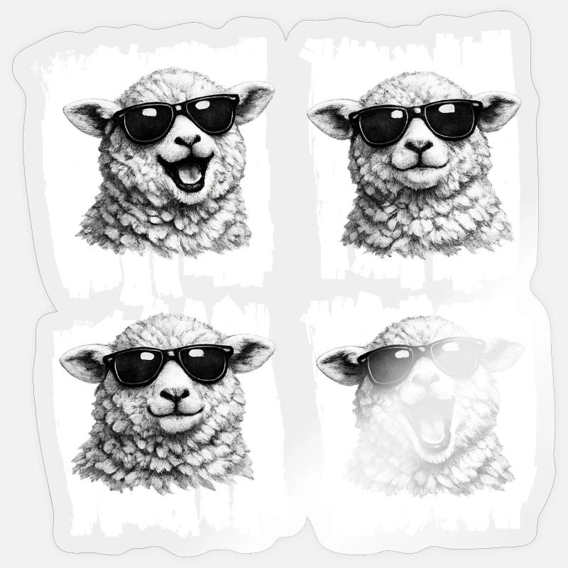 Sheep Sunglasses Quartet - Sticker size S (10 x 10 cm) - transparent glossy