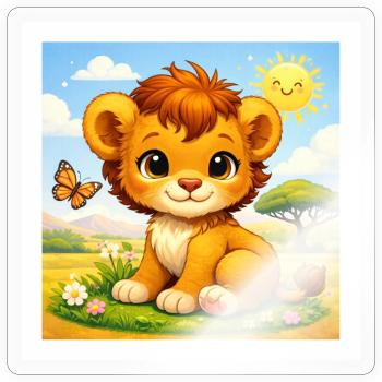 Sunny the Little Lion - Sticker size S (10 x 10 cm) - transparent glossy - Front