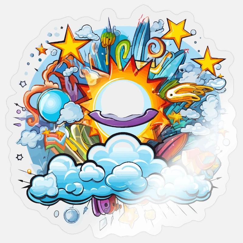 Cosmic Solar Flight Doodle Sticker size S (10 x 10 cm)