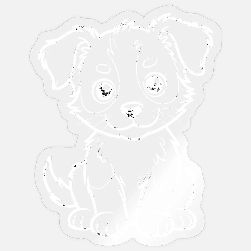 Plan du chien doodle câlin - Sticker taille S (10 x 10 cm) - brillant transparent
