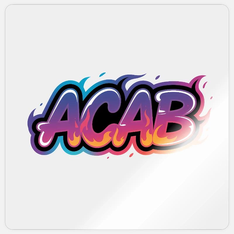 ACAB – Anti-Cops-Tee - Sticker Größe S (10 x 10 cm) - Transparent glänzend