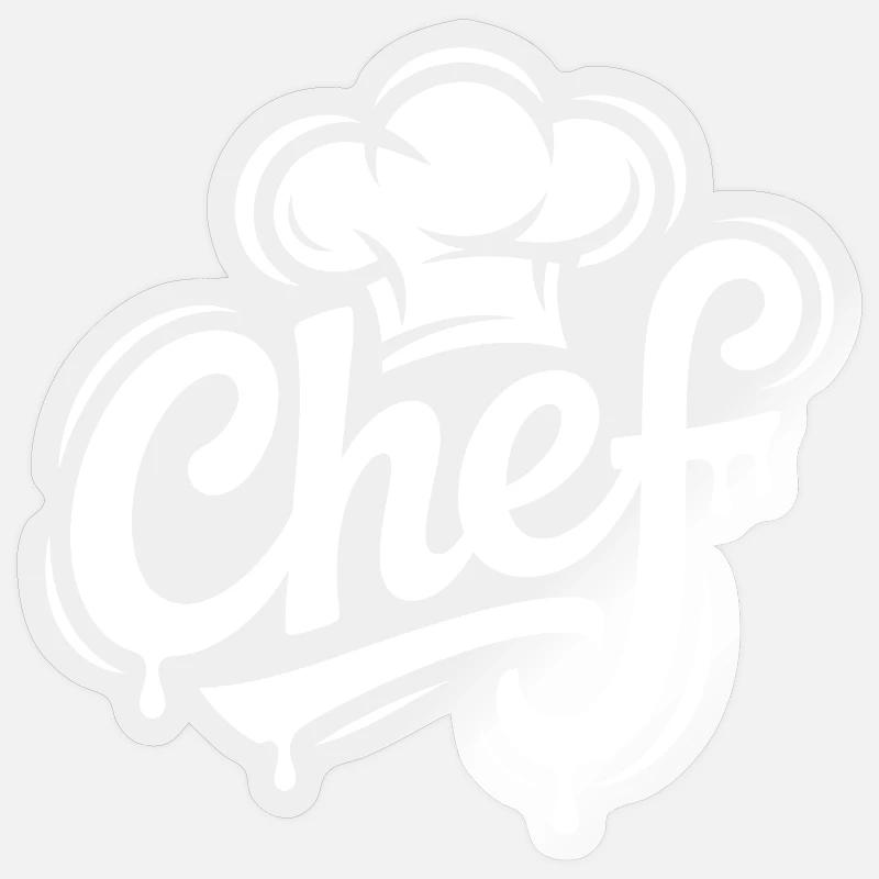 Lettrage du logo du chef - Sticker taille S (10 x 10 cm) - brillant transparent