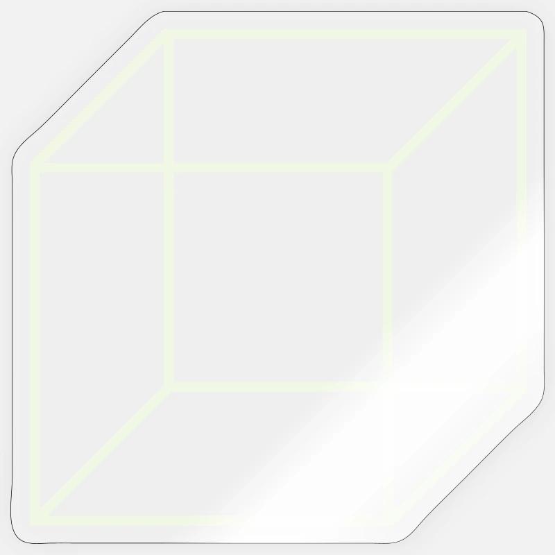 Geometric Wire Cube - Sticker size S (10 x 10 cm) - transparent glossy