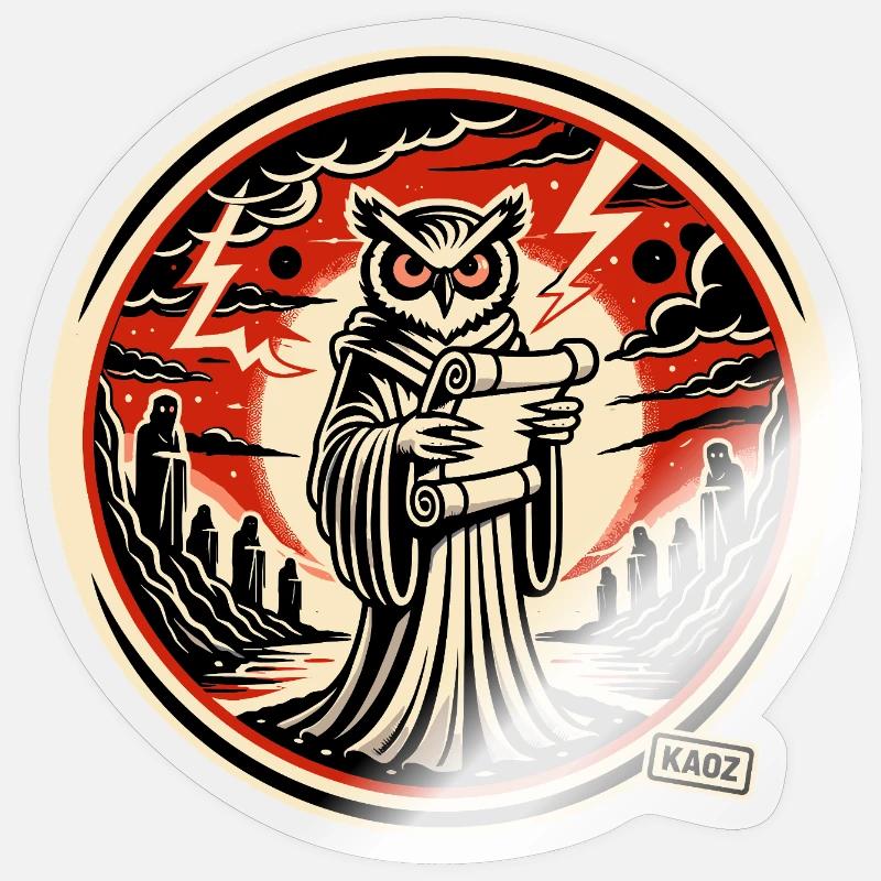 Schlaue Eule mit Brief  Sticker Größe S (10 x 10 cm)