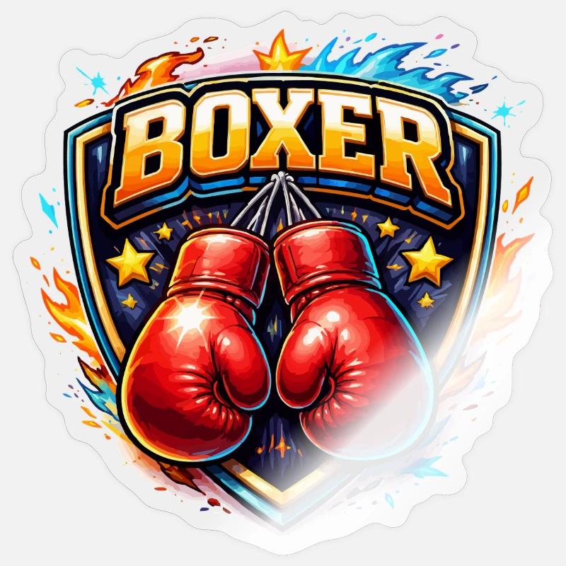 Logo de boxe combative avec gants Sticker taille S (10 x 10 cm)