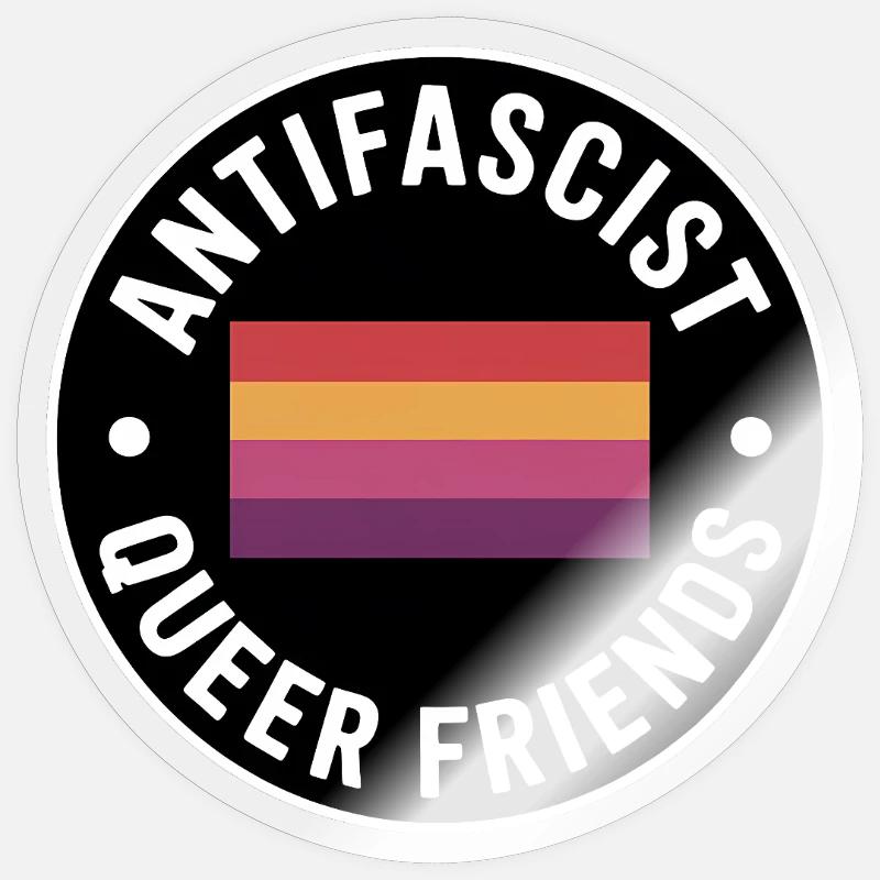 Amis queer antifascistes - Antifa Merch - Sticker taille S (10 x 10 cm) - brillant transparent