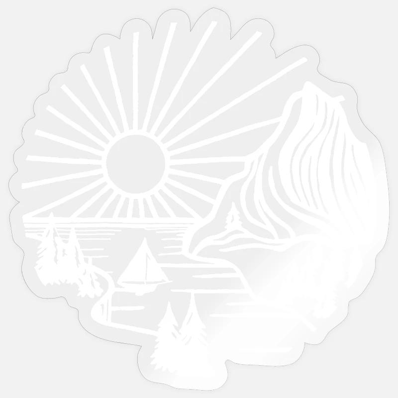 Paysage de vacances (blanc) - Sticker taille S (10 x 10 cm) - brillant transparent