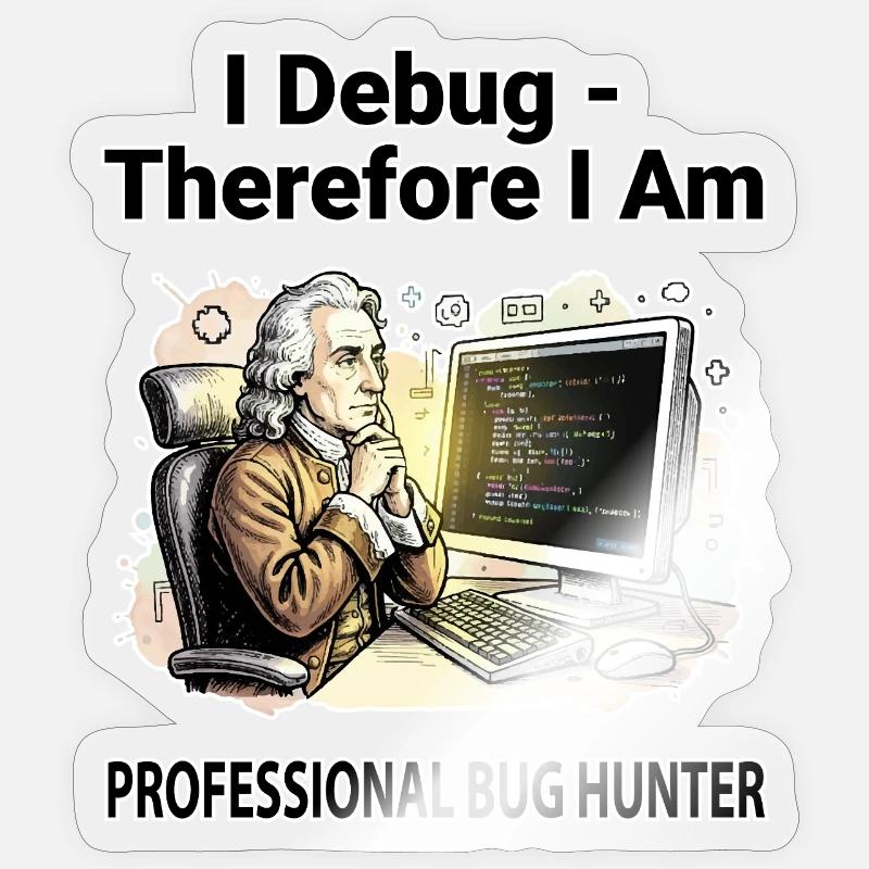 Ich debugge daher bin ich: Pro Bug Hunter – dunkler BG Sticker Größe S (10 x 10 cm)
