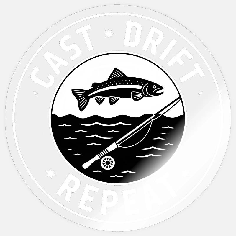 Lancer Dérive Répéter Pêche à la mouche Pêche Sticker taille S (10 x 10 cm)