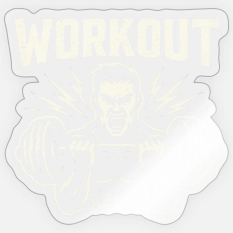 Powerful Heavy Weight Training - Sticker size S (10 x 10 cm) - transparent glossy