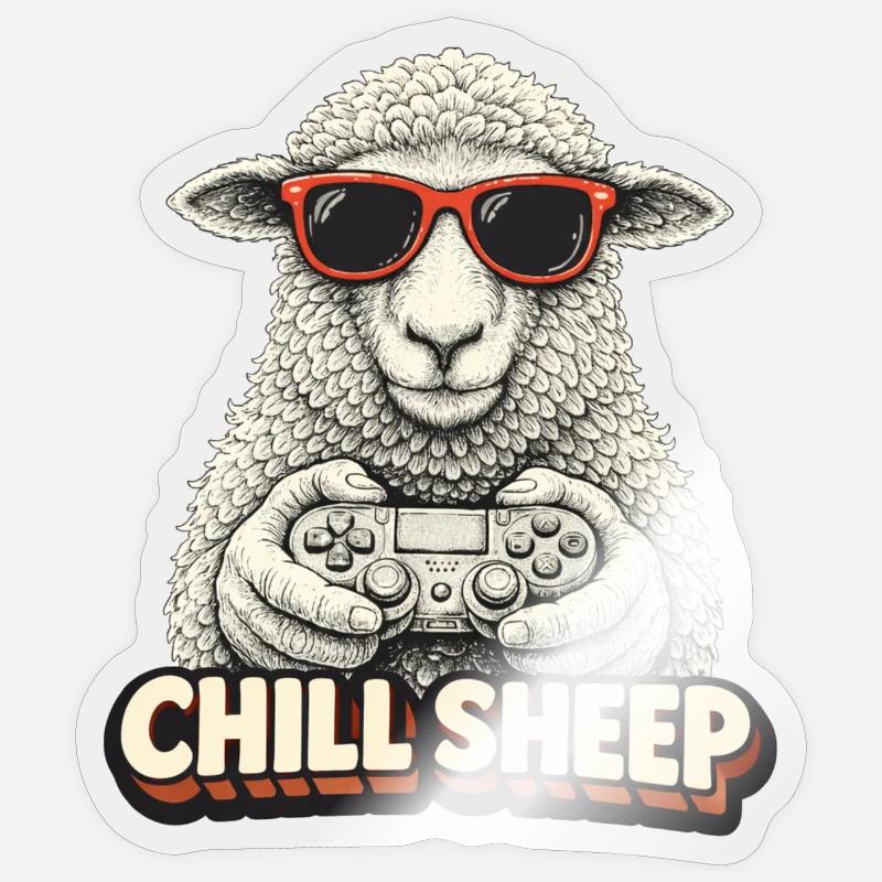 Chill Sheep mit Controller Sticker Größe S (10 x 10 cm)