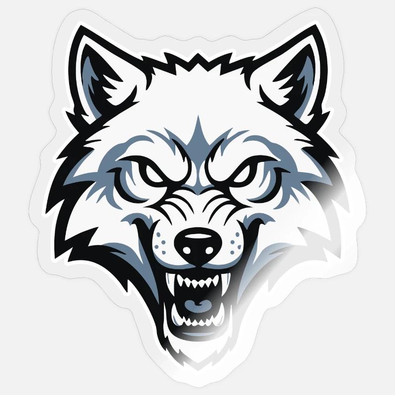 Wild Arctic White Wolf Maskottchen-Maskottchen-Logo Sticker Größe S (10 x 10 cm)