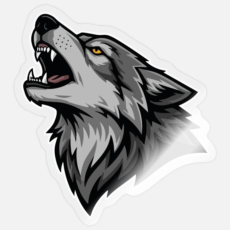 Grauer Wolf heult Wildmond-Wolf-Logo - Sticker Größe S (10 x 10 cm) - Transparent glänzend