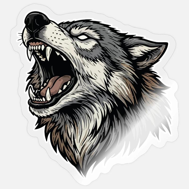 Wild Wolf Heulend Alpha Wolf Maskottchen Sticker Größe S (10 x 10 cm)