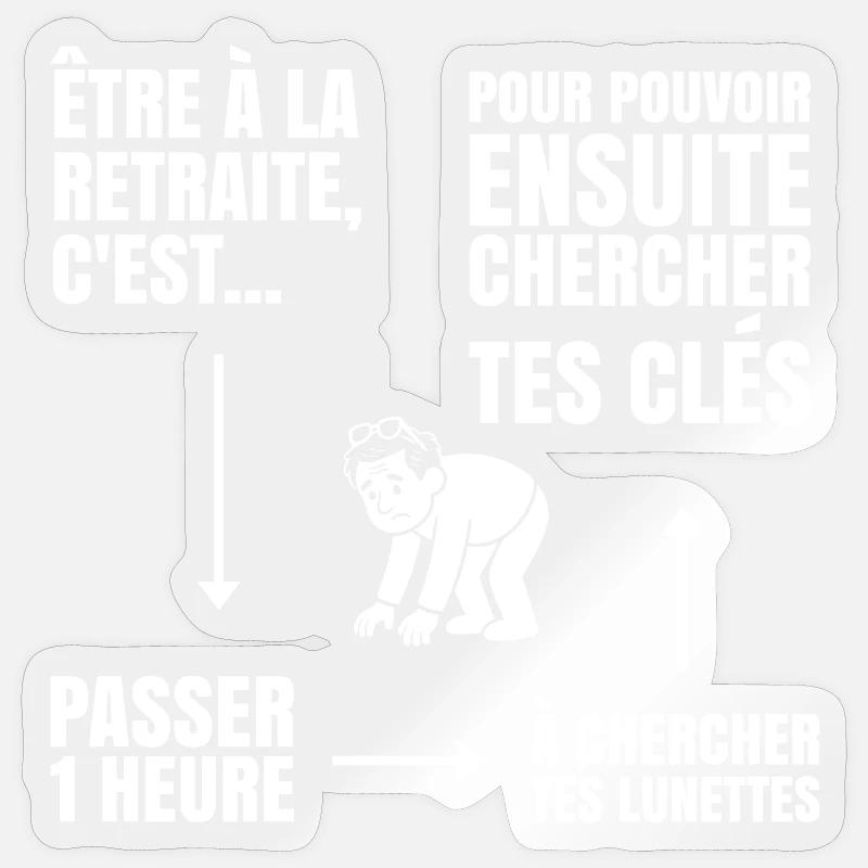 Im Ruhestand mit oder ohne Brille (weißer Text) Sticker Größe S (10 x 10 cm)
