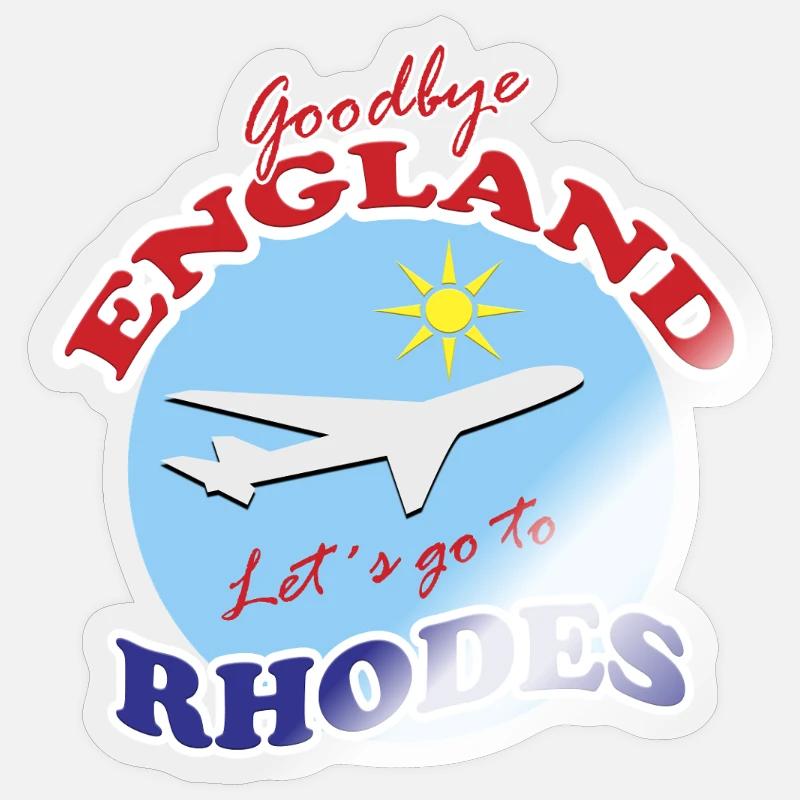 Adieu l’Angleterre. Allons à Rhodes. - Sticker taille S (10 x 10 cm) - brillant transparent