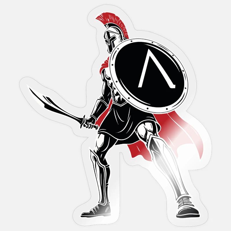 Spartiate Épée Bouclier Mascotte Spartan Legend Sticker taille S (10 x 10 cm)