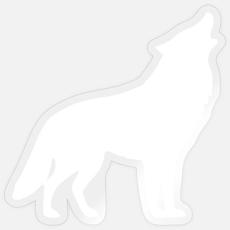 Howling Wolf White Sticker size S (10 x 10 cm)