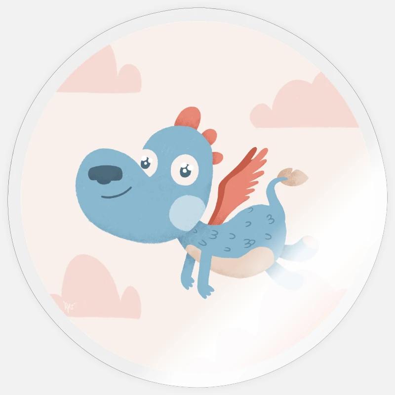 dragon bleu - Sticker taille S (10 x 10 cm) - brillant transparent