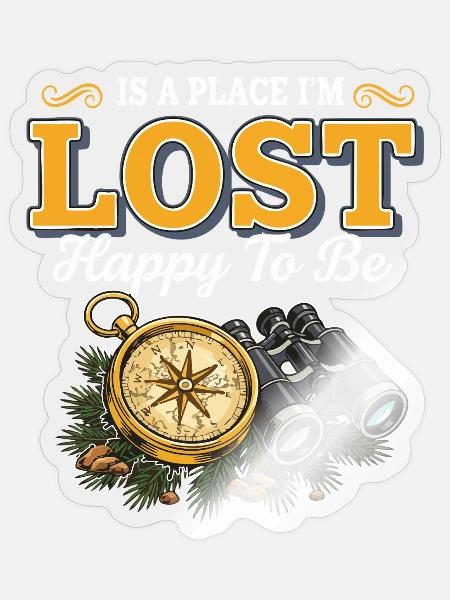 Lost Happy To Be Kompass-Wanderfernglas - Sticker Größe S (10 x 10 cm) - Transparent glänzend
