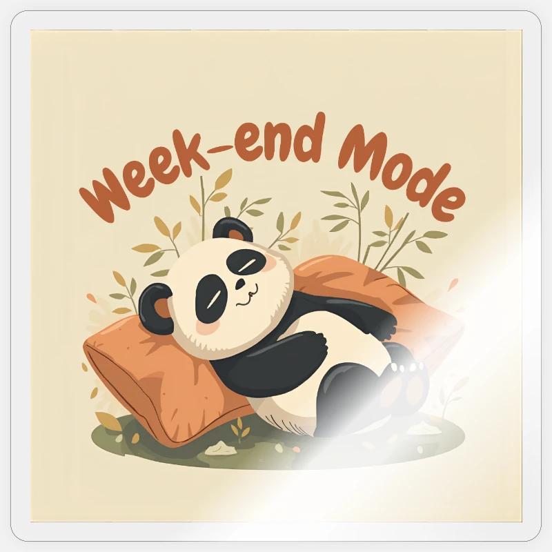 Panda Weekend Relaxed Mode - Sticker size S (10 x 10 cm) - transparent glossy