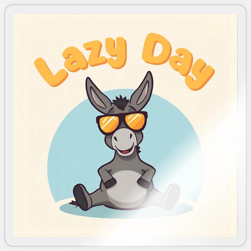 Sloth Day - Donkey Relax - Sticker size S (10 x 10 cm) - transparent glossy